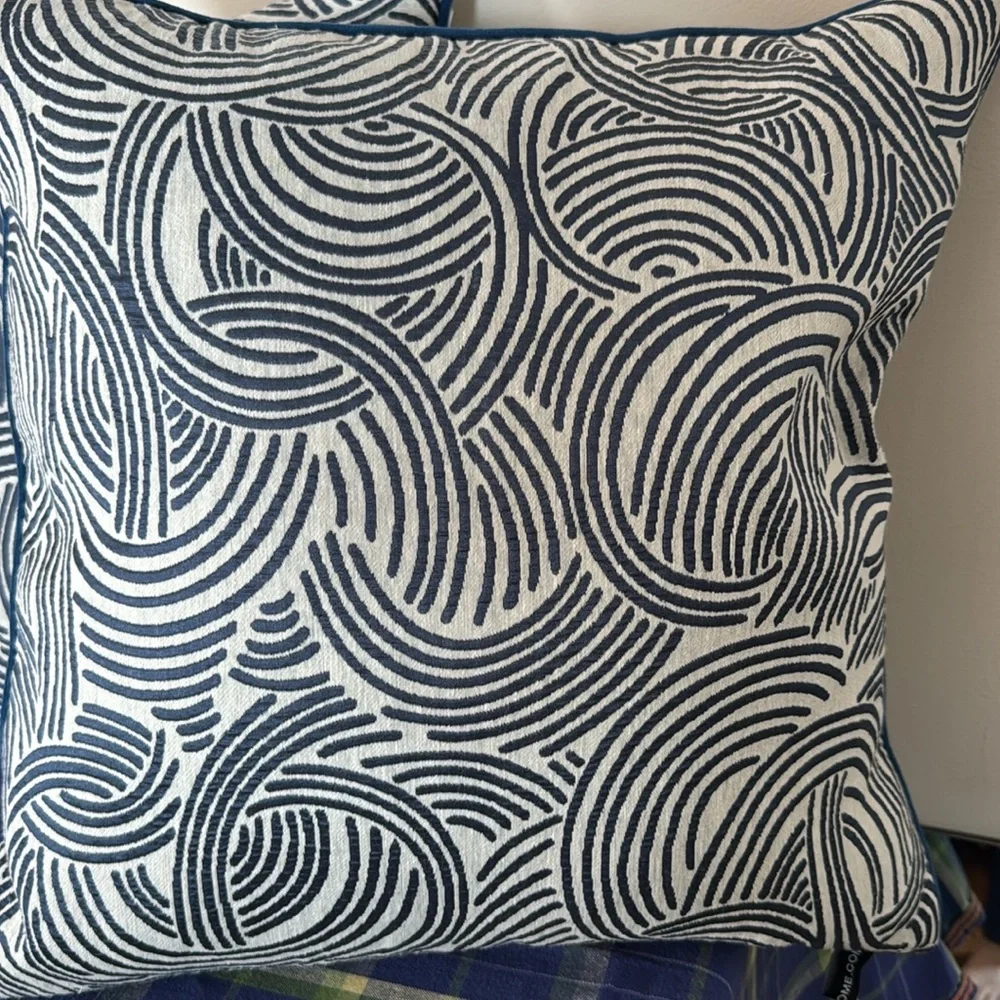 Rodeo Home down accent pillows - blue and cream - set of 2